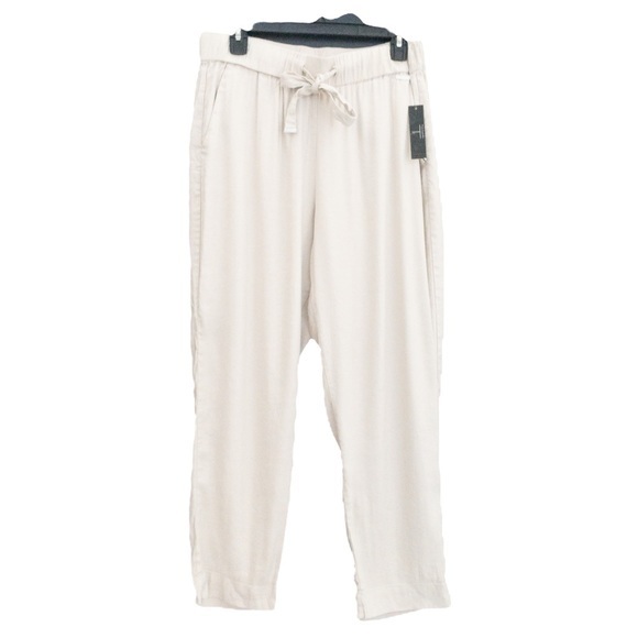 T TAHARI Pull On Cropped Linen Blend Pants - Size Medium - Picture 4 of 4